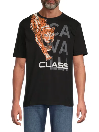 Cavalli Class By Roberto Cavalli Men's Logo Graphic Cotton T-shirt In Black