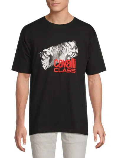 Cavalli Class By Roberto Cavalli Men's Logo Graphic Cotton T-shirt In Black