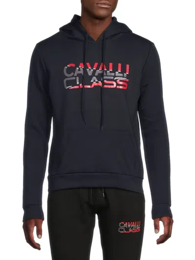 Cavalli Class By Roberto Cavalli Men's Logo Graphic Hoodie In Navy