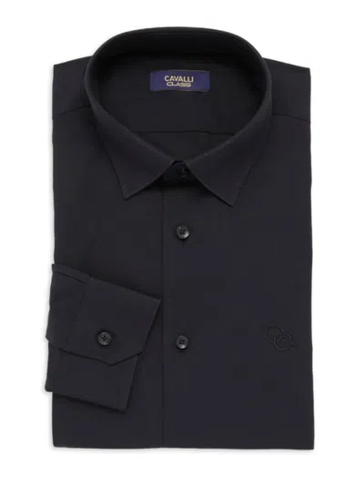 Cavalli Class By Roberto Cavalli Men's Slim Fit Logo Dress Shirt In Black