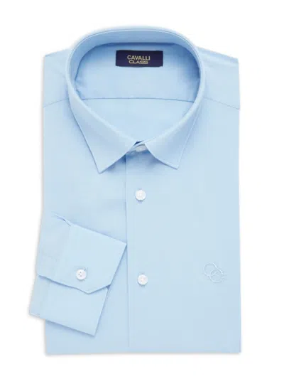 Cavalli Class By Roberto Cavalli Men's Slim Fit Logo Dress Shirt In Light Blue