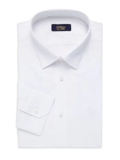 Cavalli Class By Roberto Cavalli Men's Slim Fit Logo Dress Shirt In White