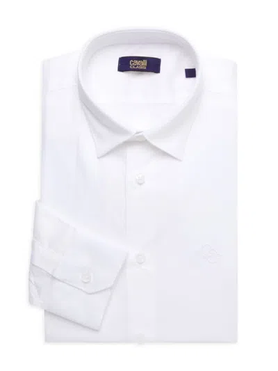 Cavalli Class By Roberto Cavalli Men's Slim Fit Logo Dress Shirt In White