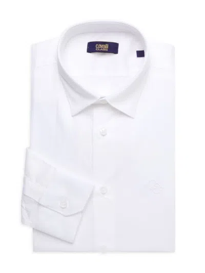 Cavalli Class By Roberto Cavalli Men's Slim Fit Textured Dress Shirt In White