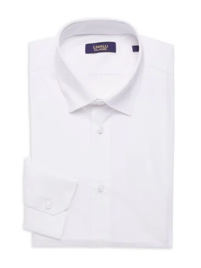 Cavalli Class By Roberto Cavalli Men's Slim Fit Logo Dress Shirt In White