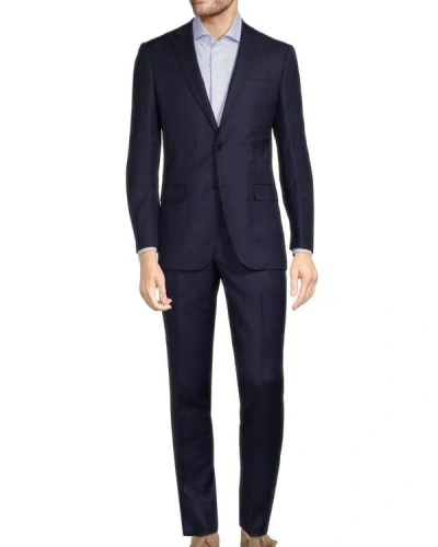 Cavalli Class By Dressing Gownrto Cavalli Mens Birdseye Blue Slim Fit Wool Suit