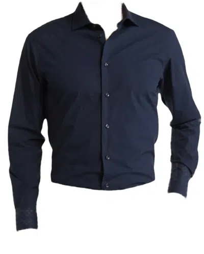Cavalli Class By Roberto Cavalli Mens Comfort Fit Navy Dress Shirt In Blue