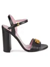 Cavalli Class By Roberto Cavalli Women's 100mm Logo Leather Sandals In Black