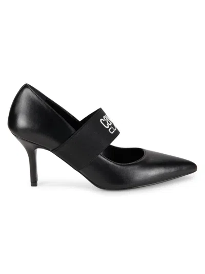Cavalli Class By Roberto Cavalli Women's 76mm Leather Logo Pumps In Black