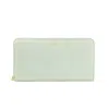 Cavalli Class Grey & Light Blue Calf Leather Zip Closure Wallet In Green