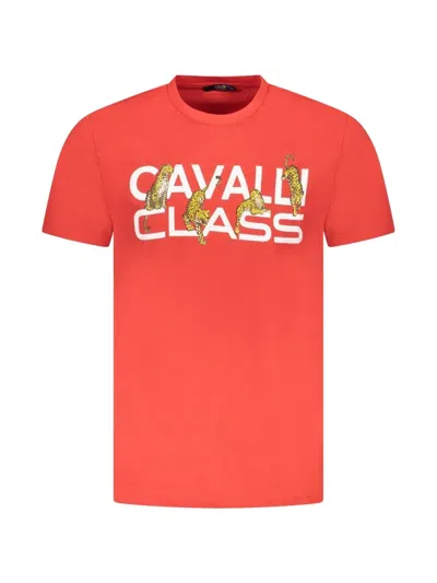 Cavalli Class Cheetah-print Logo-print T-shirt In Red