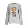 Cavalli Class Elegant Purple Crew Neck Fleece Sweatshirt In Gray
