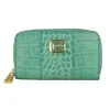 Cavalli Class Chic Turquoise Leather Keyholder In Blue