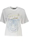 Cavalli Class Chic White Printed Tee With Timeless Elegance In White