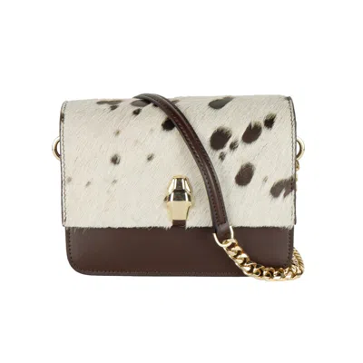 Cavalli Class Chic Two-tone Small Shoulder Bag In White & Brown In Marrone