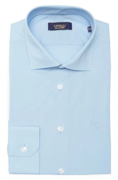 Cavalli Class Comfort Fit Cotton Dress Shirt In Light Blue