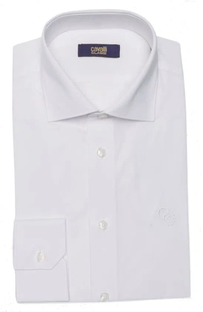 Cavalli Class Comfort Fit Cotton Dress Shirt In White