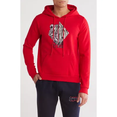 Cavalli Class Cotton Logo Graphic Hoodie In Red