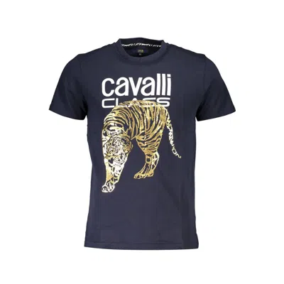Cavalli Class Blue Cotton T-shirt In Black