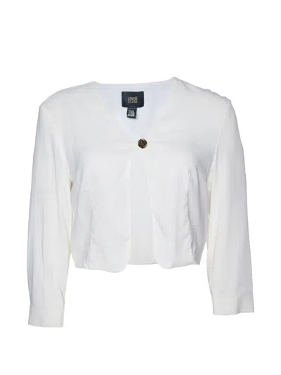 Pre-owned Cavalli Class Crepe Cropped Cardigan In White
