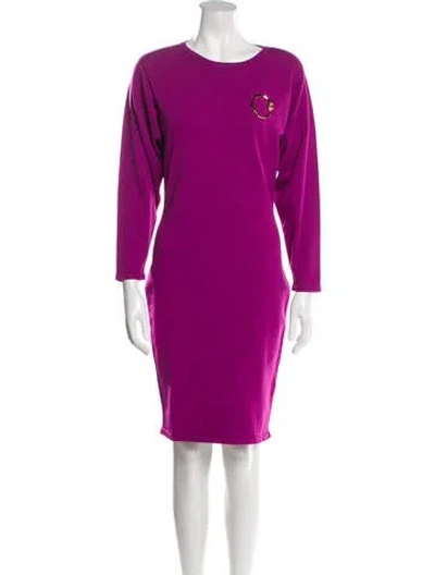 Pre-owned Cavalli Class Crew Neck Knee-length Dress In Purple