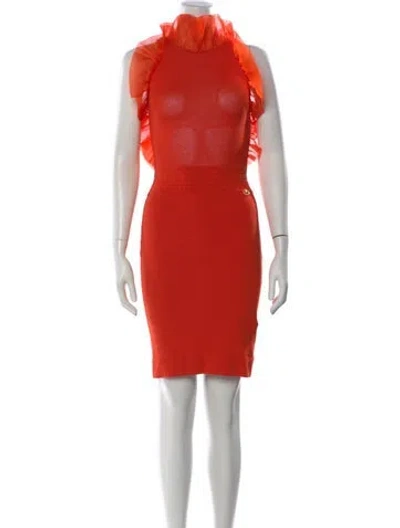 Pre-owned Cavalli Class Crew Neck Mini Dress In Orange