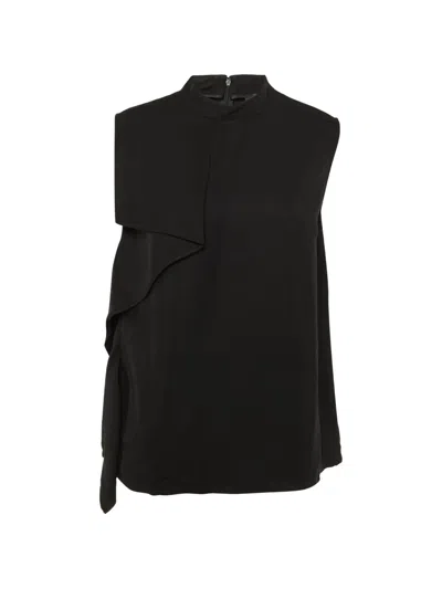 Pre-owned Cavalli Class Draped Sleeveless Blouse In Black