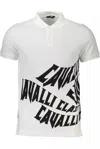 CAVALLI CLASS ELEGANT COTTON POLO WITH CHIC MEN'S PRINT