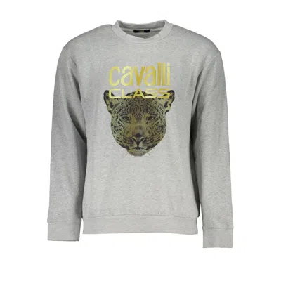 Cavalli Class Elegant Crew Neck Designer Men's Sweatshirt In Gray