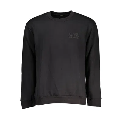 Cavalli Class Elegant Crew Neck Fleece Sweatshirt In Black