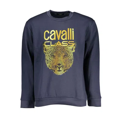 Cavalli Class Elegant Crew Neck Fleece Sweatshirt In Blue