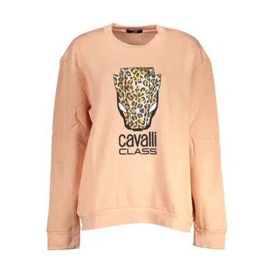 Cavalli Class Elegant Fleece Crew Neck Women's Sweater In Pink