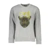 Cavalli Class Elegant Gray Crew Neck Designer Sweatshirt In Gray