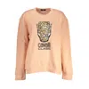 Cavalli Class Elegant Pink Fleece Crew Neck Sweater In Pink