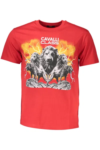 Cavalli Class Elegant Printed Tee With Classic Men's Appeal In Red
