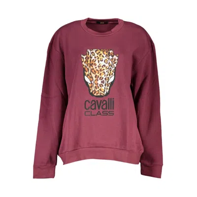 Cavalli Class Elegant Crew Neck Fleece Women's Sweatshirt In Purple