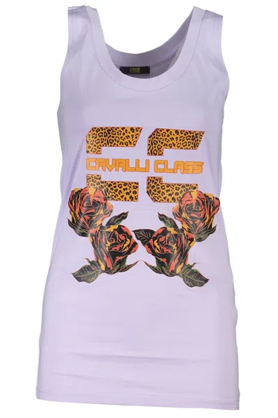 Cavalli Class Elegant Purple Tank Top With Wide Women's Shoulders