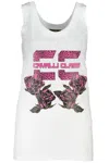 Cavalli Class Elegant White Cotton Tank Top With Logo Print In White