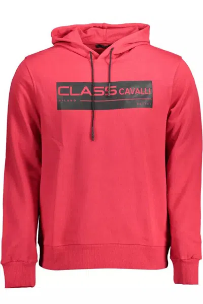 Cavalli Class Elevate Your Comfort With Luxe Cotton Men's Hoodie In Pink