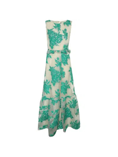 Pre-owned Cavalli Class Embroidered Tulle Maxi Dress In Neutral