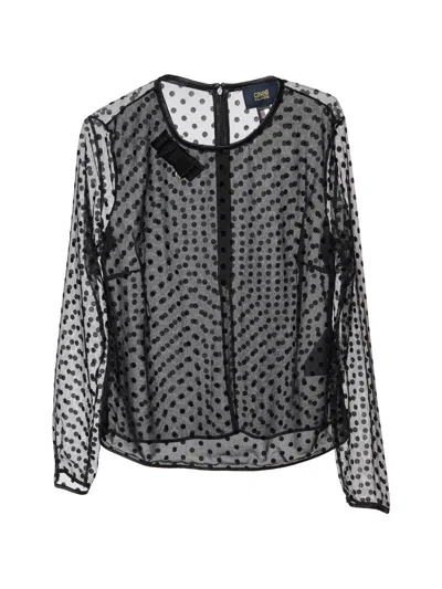 Pre-owned Cavalli Class Flock Dotted Blouse In Black