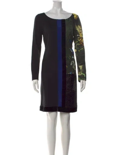 Pre-owned Cavalli Class Floral Print Knee-length Dress In Black/red