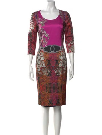 Pre-owned Cavalli Class Floral Print Knee-length Dress In Multicolor