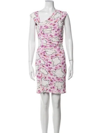 Pre-owned Cavalli Class Floral Print Knee-length Dress In Purple