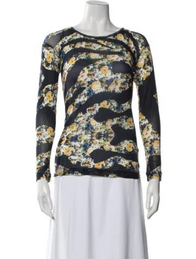 Pre-owned Cavalli Class Floral Print Midi Length Dress In Blue