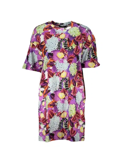 Cavalli Class Floral-print T-shirt Dress In Purple