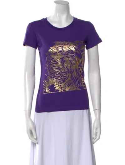 Pre-owned Cavalli Class Graphic Print Crew Neck T-shirt W/ Tags In Purple