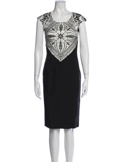 Pre-owned Cavalli Class Graphic Print Knee-length Dress W/ Tags In Black