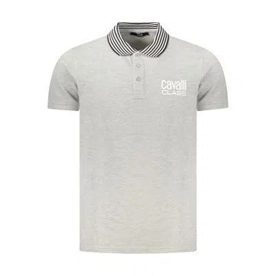 Cavalli Class Gray Cotton Polo Men's Shirt