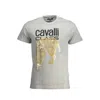 Cavalli Class Brown Cotton Men T-shirt In Gray